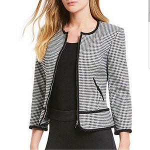 New! Calvin Klein GINGHAM ZIP 3/4 SLEEVE JACKET! Size 10